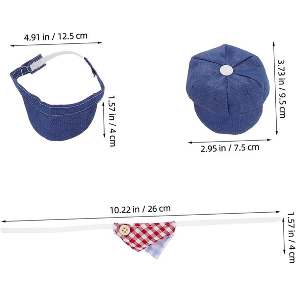 Set mit 12 Accessoires für Puppen: Miniaturhut, Sommermützen und Schal