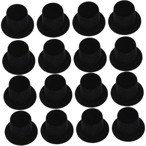 30 Mini Cappelli a Cilindro in Velluto Nero per Decorazioni e Fai-da-Te