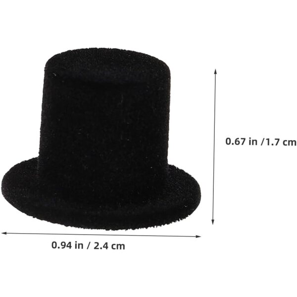 30 Mini Cappelli a Cilindro in Velluto Nero per Decorazioni e Fai-da-Te