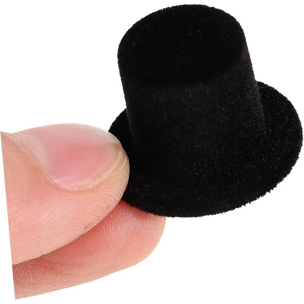 30 Mini Cappelli a Cilindro in Velluto Nero per Decorazioni e Fai-da-Te