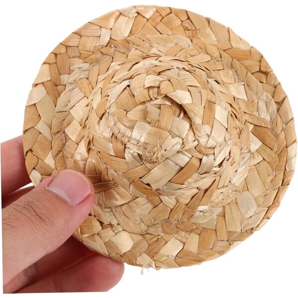 Set 10 Mini Cappelli di Paglia Intrecciati a Mano per Accessori DIY e Decorazioni