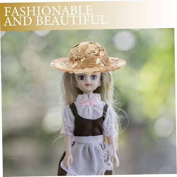 Set 10 Mini Cappelli di Paglia Intrecciati a Mano per Accessori DIY e Decorazioni