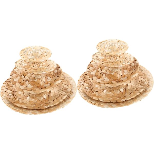 10 Mini Cappelli di Paglia Intrecciata per Decorazioni Dollhouse e Progetti DIY