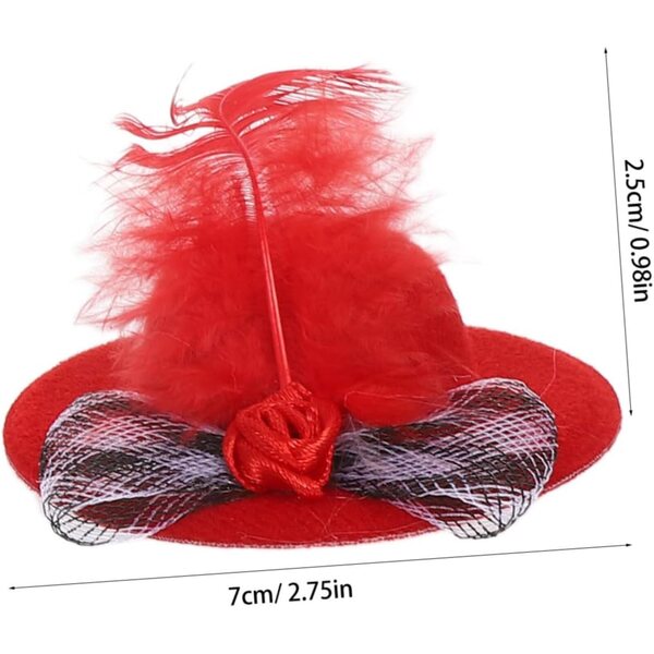 Set 5 Mini Cappelli alti per Bambole con Fiori e Rete, Decorazioni Artigianali Creative