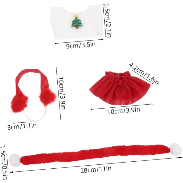 Vestiti di Natale UPKOCH per Bambole con Abito Babbo Natale, Gonna Rossa, Sciarpa e Paraorecchie