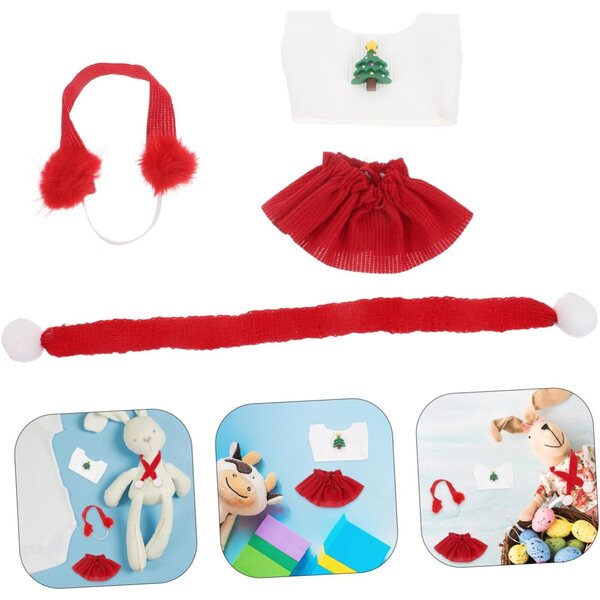 Vestiti di Natale UPKOCH per Bambole con Abito Babbo Natale, Gonna Rossa, Sciarpa e Paraorecchie