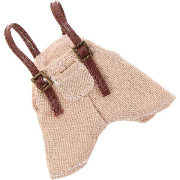 Salopette in Tessuto per Bambole, Mini Pantaloni con Bretelle Beige, Abbigliamento Creativo per Giochi di Vestizione
