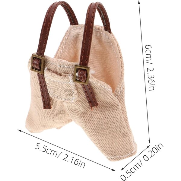 Salopette in Tessuto per Bambole, Mini Pantaloni con Bretelle Beige, Abbigliamento Creativo per Giochi di Vestizione