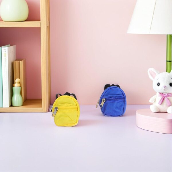 Set 4 Mini Zaini per Bambole con Zip - Accessori Morbidi per Gioco e Role Play