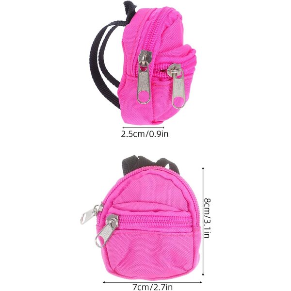 Set 4 Mini Zaini per Bambole con Zip - Accessori Morbidi per Gioco e Role Play