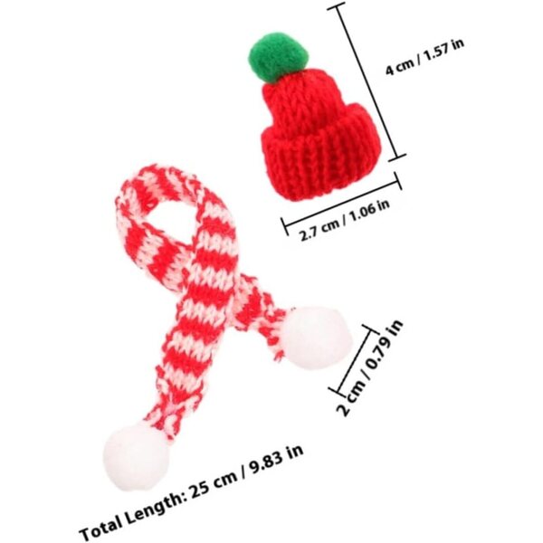 Set 12 Mini Bonnet e Sciarpe Natalizie in Lana, Accessori Tricotati per Decorazioni Festa
