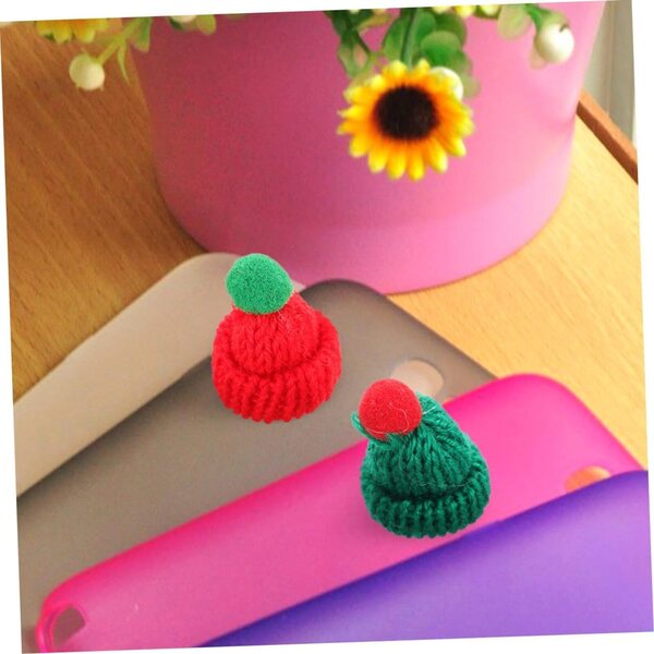 Set 12 Mini Bonnet e Sciarpe Natalizie in Lana, Accessori Tricotati per Decorazioni Festa