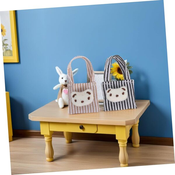 Set mit 4 Mini-Canvas-Taschen für Puppen – Miniatur-Zubehör für Rollenspiele und Sammlung