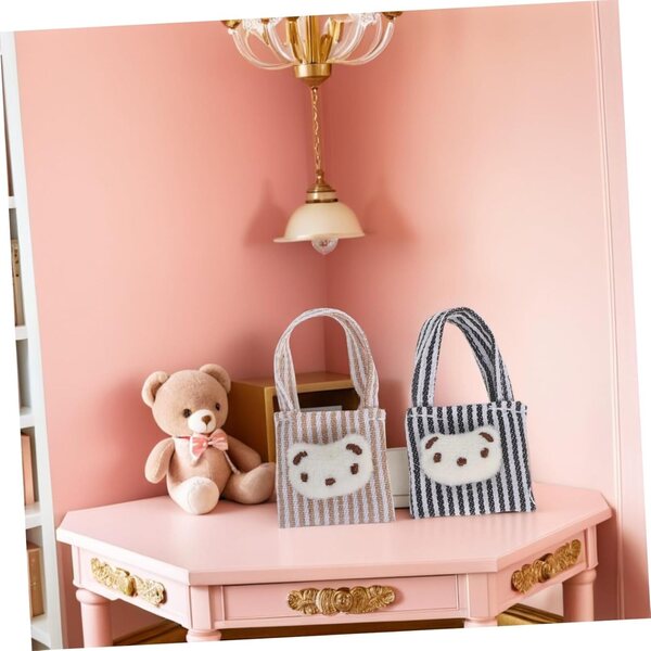 Set mit 4 Mini-Canvas-Taschen für Puppen – Miniatur-Zubehör für Rollenspiele und Sammlung