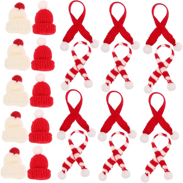 40-teiliges Set winterlicher Weihnachtsmützen und Schals für Puppen – dekorative Accessoires