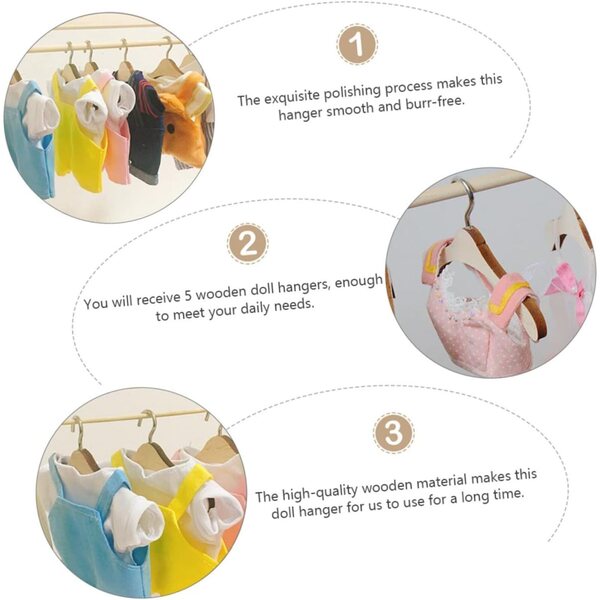 ORFOFE Set mit 5 natürlichen Holzgürteln für Mini-Puppen, 10 cm – Organisationszubehör