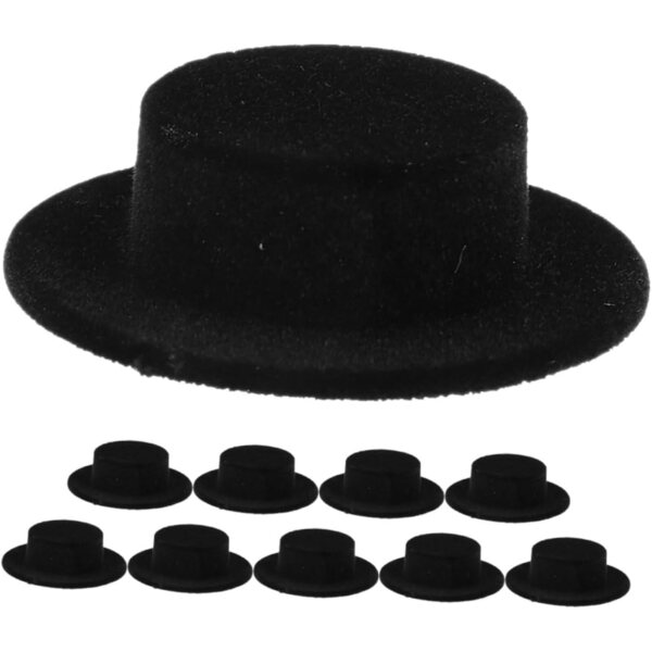Set 10 Mini Cappelli Cilindro Neri per Bambole, Decorazioni DIY e Cosplay