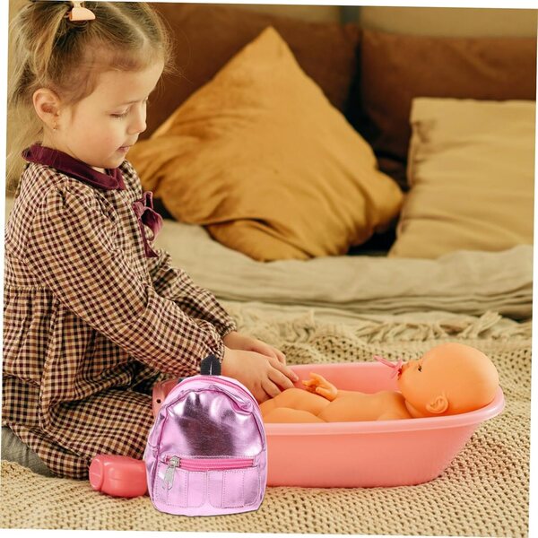 Mini Zaino per Bambole 18 Pollici Rosa - Accessorio Casa e Scuola in Miniatura