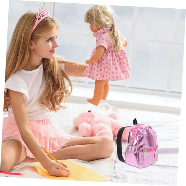 Mini Zaino per Bambole 18 Pollici Rosa - Accessorio Casa e Scuola in Miniatura