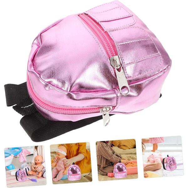 Mini Zaino per Bambole 18 Pollici Rosa - Accessorio Casa e Scuola in Miniatura