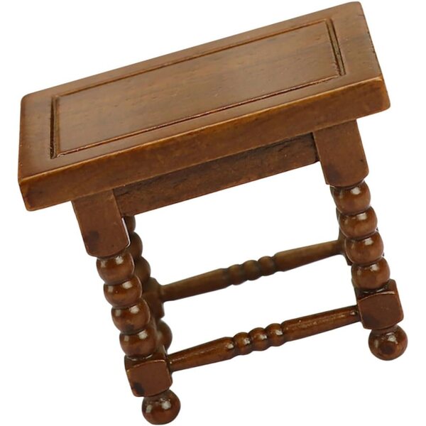 Klassischer brauner Miniatur-Holzhocker für Puppenhäuser und Sammlungen