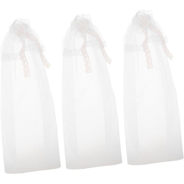 Set 3 Veli da Sposa per Bambole in Tulle e Pizzo per Costumi Miniature