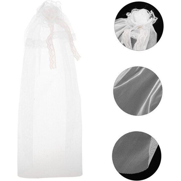 Set 3 Veli da Sposa per Bambole in Tulle e Pizzo per Costumi Miniature