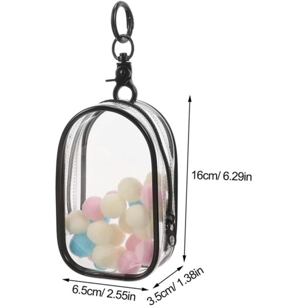 CHILDWEET Set 2 Sacchetti Trasparenti Protettivi per Mini Figurine con Porta-chiavi e Pompon