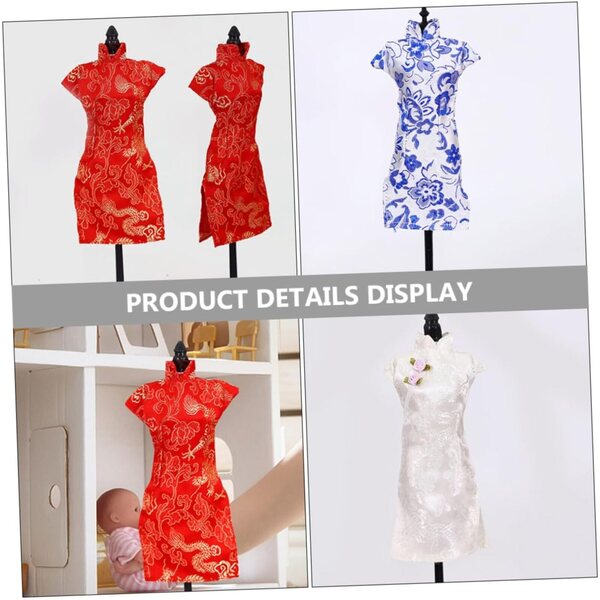 Set di 3 vestiti per bambole cinesi Cheongsam in tessuto facile da vestire