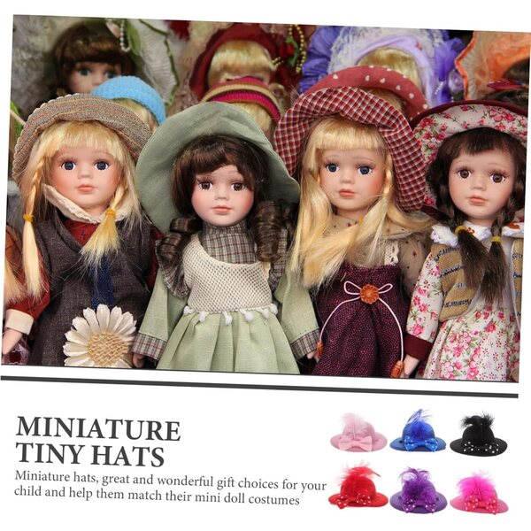 Set 6 Mini Cappelli Fantasia per Pupazzi, Accessori Decorativi per Feste e Artigianato