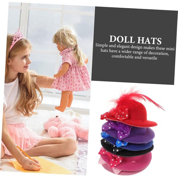 Set 6 Mini Cappelli Fantasia per Pupazzi, Accessori Decorativi per Feste e Artigianato