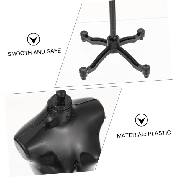 Set 5 supporti per abiti bambole in plastica nera, espositore robusto e pratico