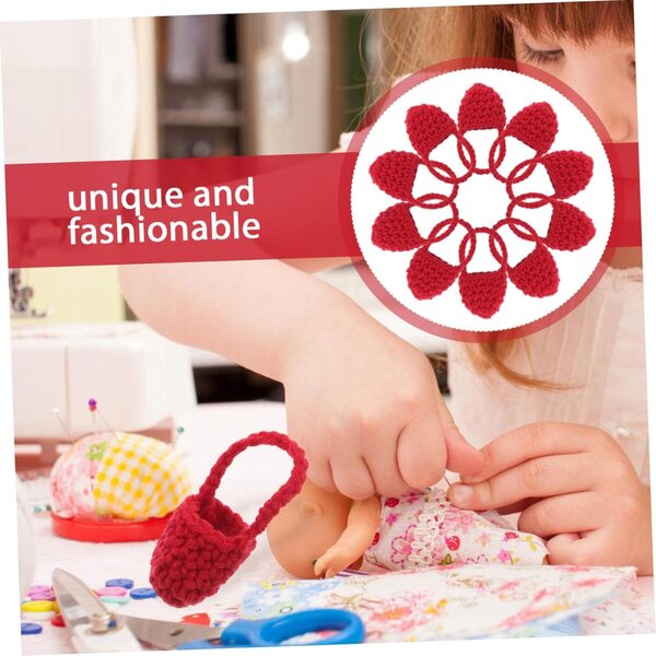 Set mit 10 handgewebten Mini-Taschen für Puppen, elegantes und farbenfrohes Design