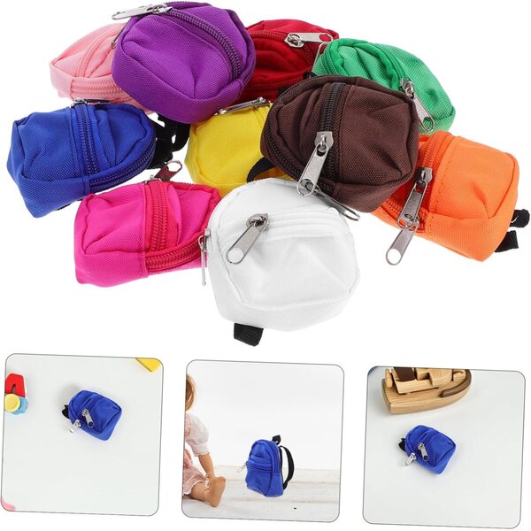 Set 10 Mini Zaini per Bambole con Cerniera Funzionale - Accessori di Gioco Creativi