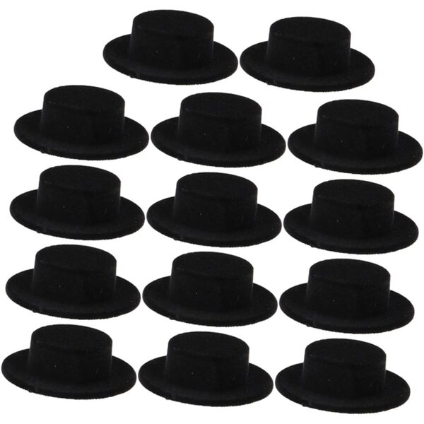 Set 15 Mini Cappelli Neri per Bambole Scarpe Accessori DIY Decorazioni Creative