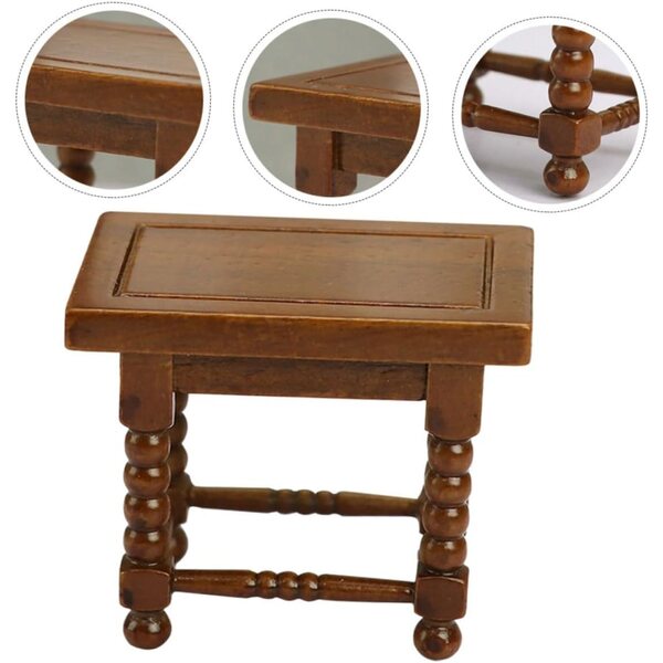 Sgabello Classico in Legno Marrone per Casa delle Bambole Scala 1:12