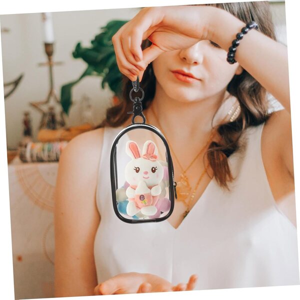 ORFOFE Sac Trasparente con Gancio per Piccole Bambole - Organizer Anti-Polvere Compatto