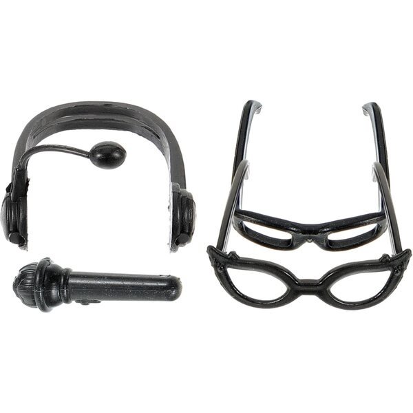 Set 4 Accessori Mini per bambole: Cuffie, Microfono e 2 Paia di Occhiali Neri