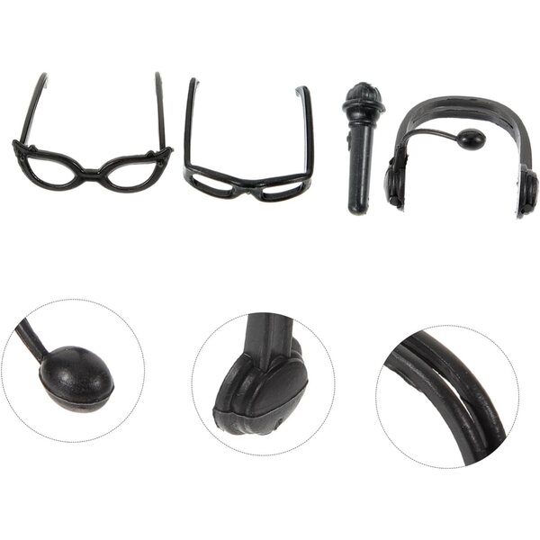 Set 4 Accessori Mini per bambole: Cuffie, Microfono e 2 Paia di Occhiali Neri