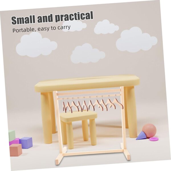 Porte-Robes in Legno per Bambole con 10 Cintre Antiscivolo Miniature 30 cm