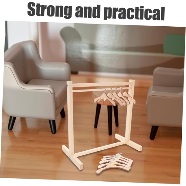 Porte-Robes in Legno per Bambole con 10 Cintre Antiscivolo Miniature 30 cm