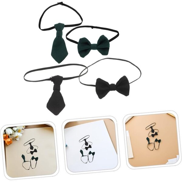 4 Pezzi Mini Cravatte e Nodi in Tessuto per Casa delle Bambole, Accessori Eleganti