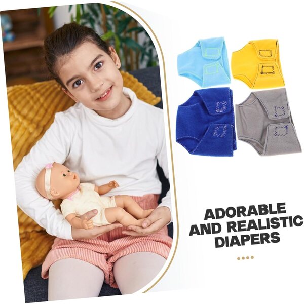 Set 4 Culottes per bambole con Chiusura Velcro Accessori Realistici per Bambini