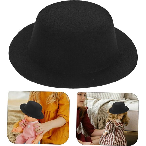 Mini Cappello a cilindro in feltro nero per bambola da 20 cm - Accessorio fai da te