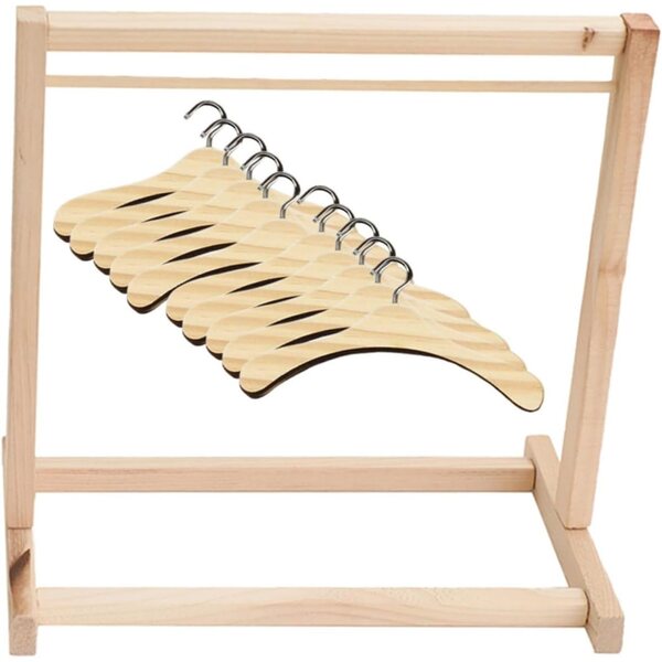 PartyKindom Set 10 Holz-Zinsen mit Miniatur-Kleiderhalter für Puppen 30 x 30 x 18 cm
