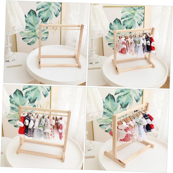 PartyKindom Set 10 Holz-Zinsen mit Miniatur-Kleiderhalter für Puppen 30 x 30 x 18 cm