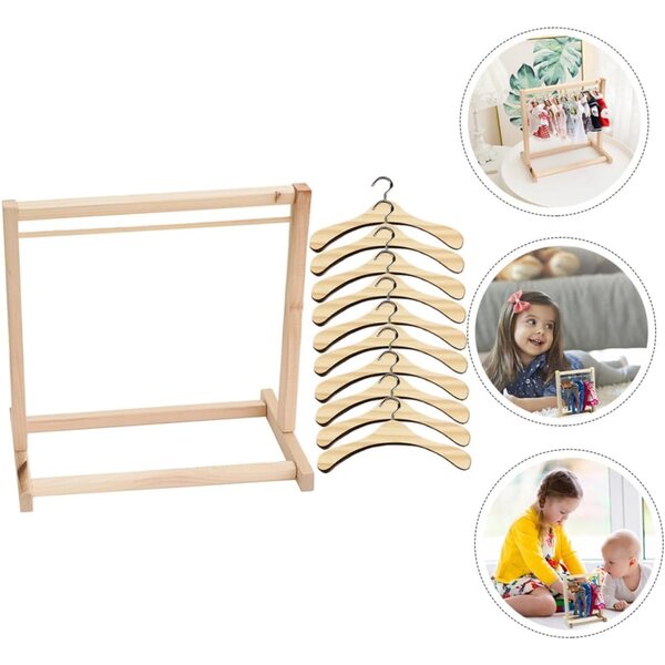 PartyKindom Set 10 Holz-Zinsen mit Miniatur-Kleiderhalter für Puppen 30 x 30 x 18 cm
