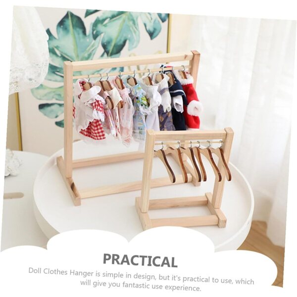 PartyKindom Set 10 Holz-Zinsen mit Miniatur-Kleiderhalter für Puppen 30 x 30 x 18 cm