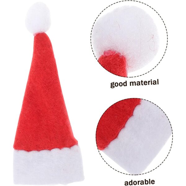 Mini cappelli natalizi decorativi per lecca-lecca - set 24 pezzi, design elfo rosso