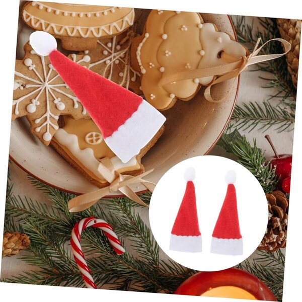Mini cappelli natalizi decorativi per lecca-lecca - set 24 pezzi, design elfo rosso